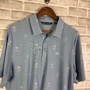Travis Mathew Sky Blue Polo with Palm Design